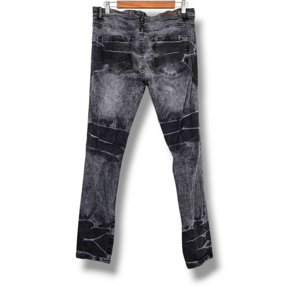 Evolution In Design Men's Acid Wash Tie Dye Stretch Skinny Jeans Gray Size 34x34 - Picture 2 of 11